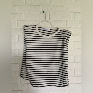 Endless Rose Black and White Striped Muscle Tee